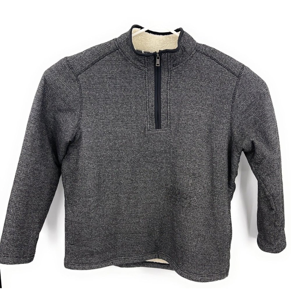 Orvis Black Faux‎ Sherpa Lined 1/4 Quarter Zip Pullover Sweater Size XXL